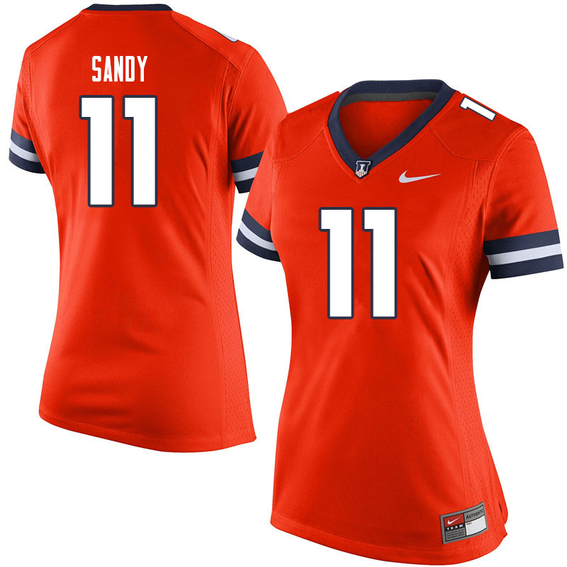 Women #11 Carlos Sandy Illinois Fighting Illini College Football Jerseys Sale-Orange